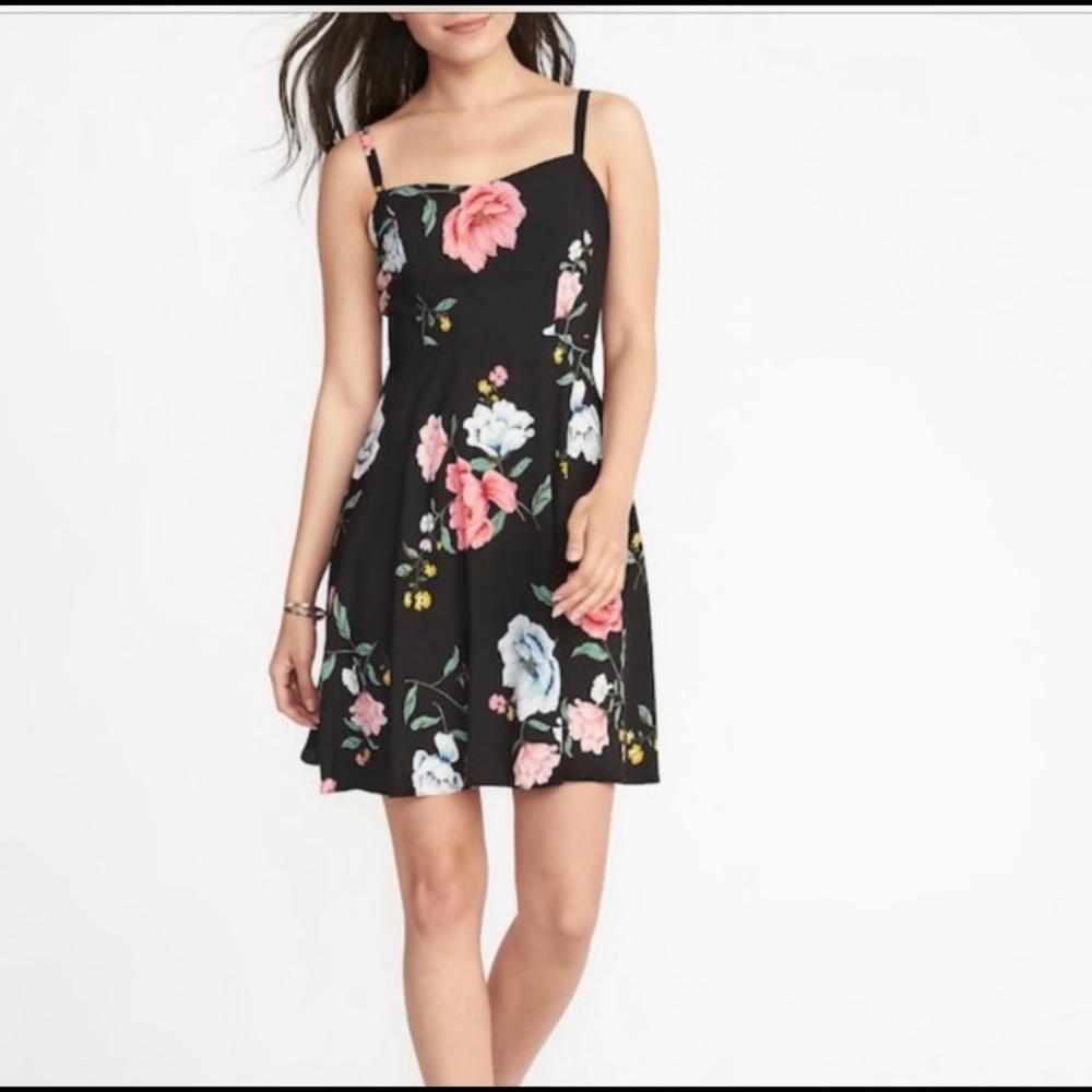 Old Navy Black Floral Cami Dress